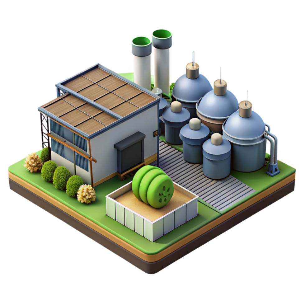 magnificent rustic Biofuel Production Facility Aerial View Isolated high quality png