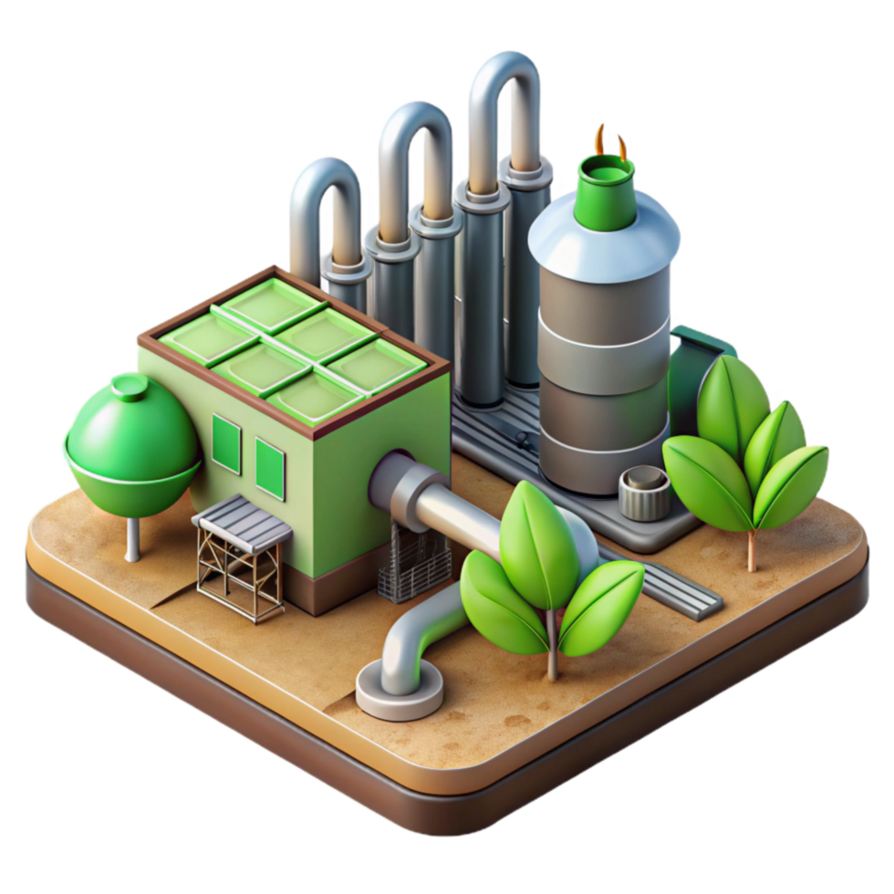 extraordinary traditional Biofuel Refinery Aerial View Isolated detailed png