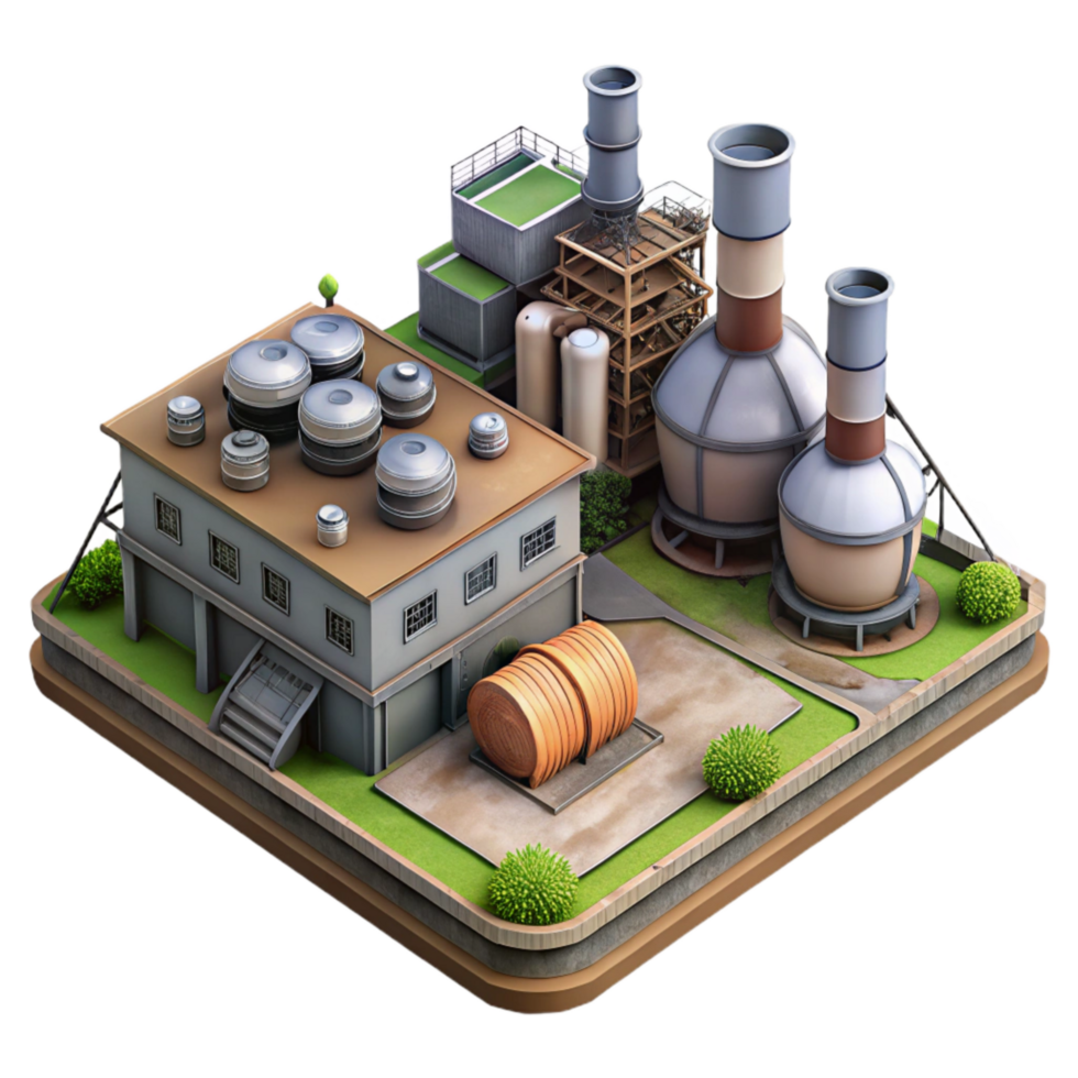 dramatic vintage Biofuel Refinery Aerial View Isolated original png