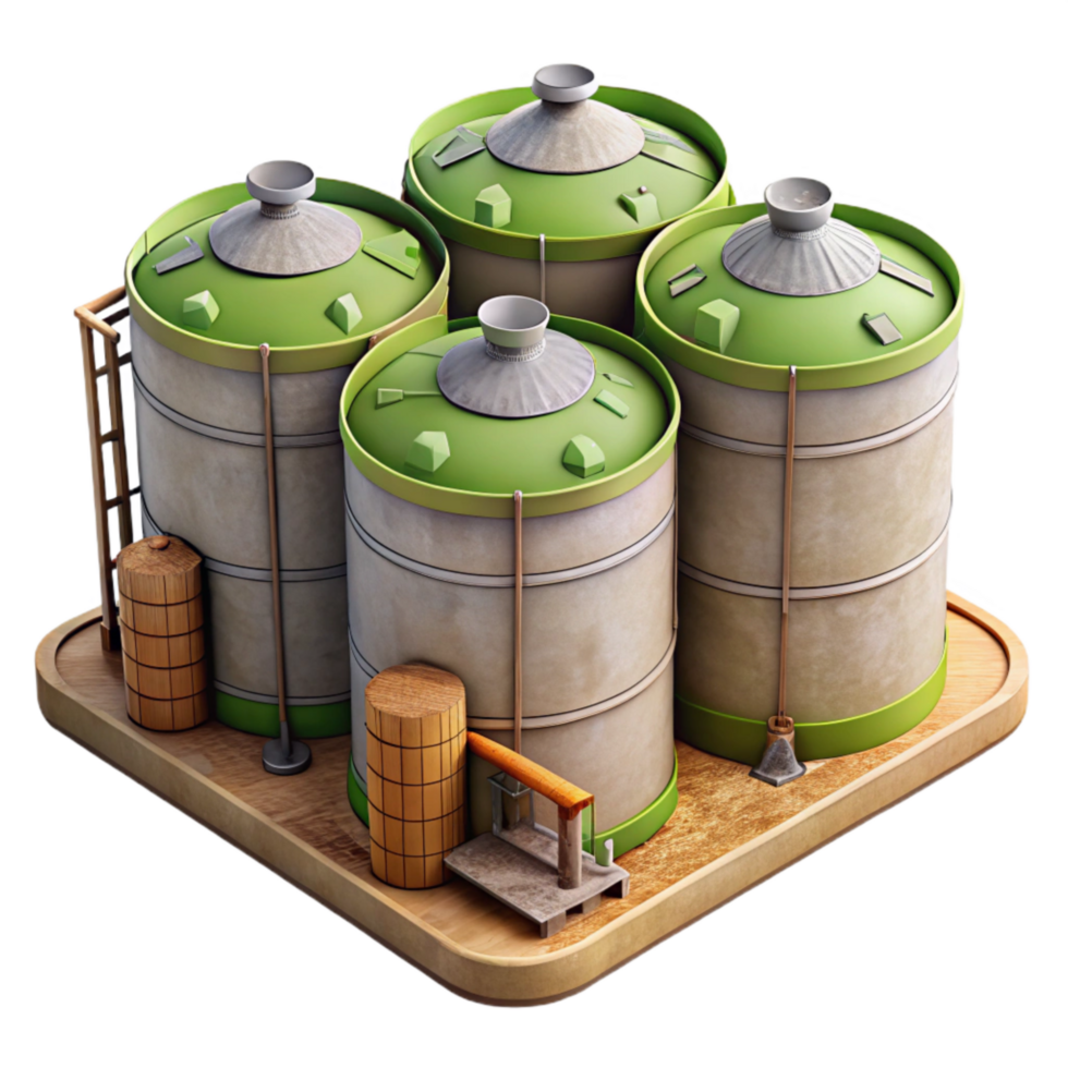 magnificent minimalist Biofuel Storage Tanks Aerial View Isolated original png