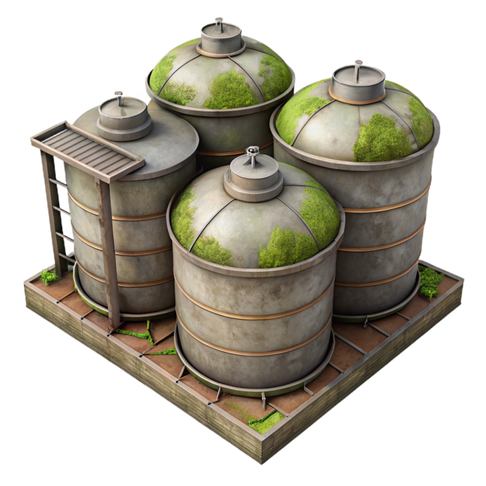 wonderful artistic Biofuel Storage Tanks Aerial View Isolated original png