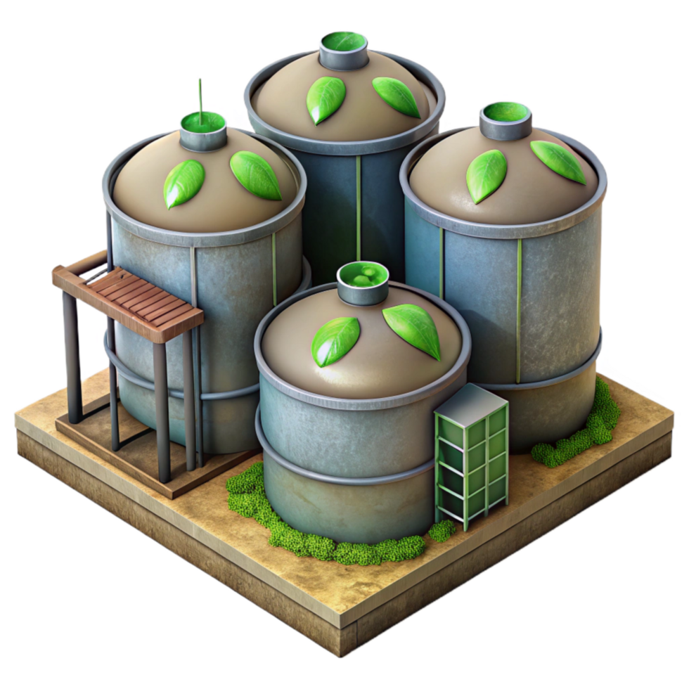 stunning minimalist Biofuel Storage Tanks Aerial View Isolated premium png