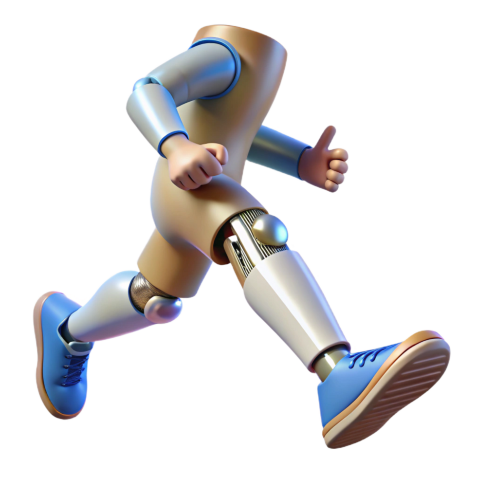 elegant vintage Bionic Foot Running Motion Blurred Isolated high resolution png