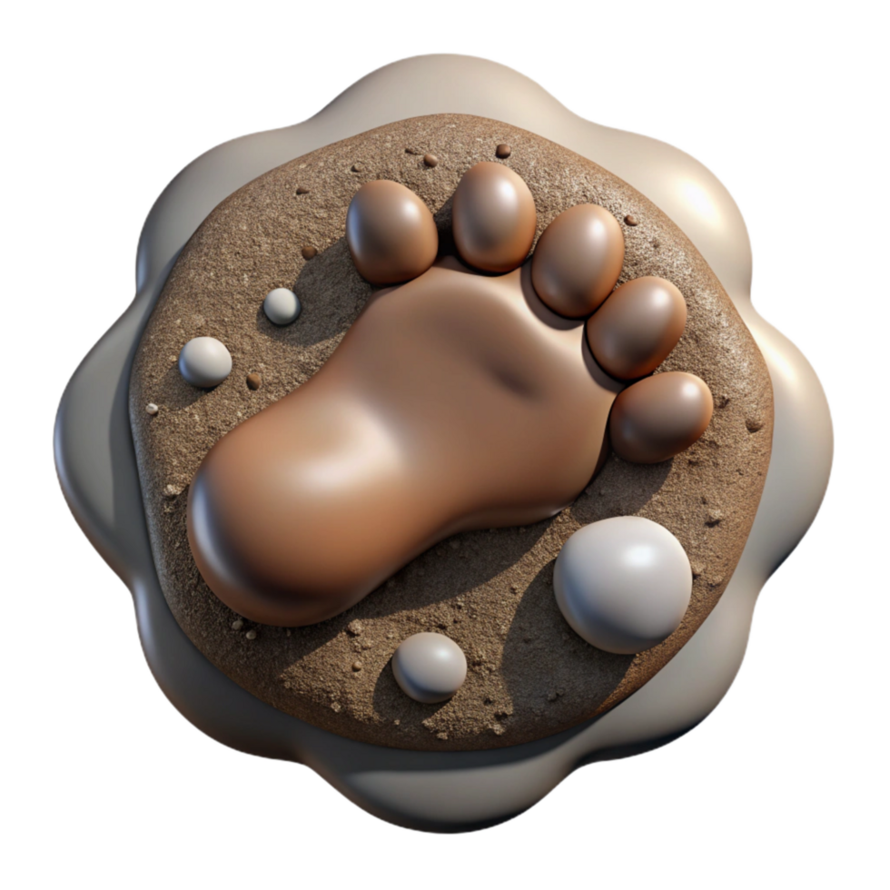 serene abstract Biorobotic Footprint Imprint in Soil Isolated Element 4K png