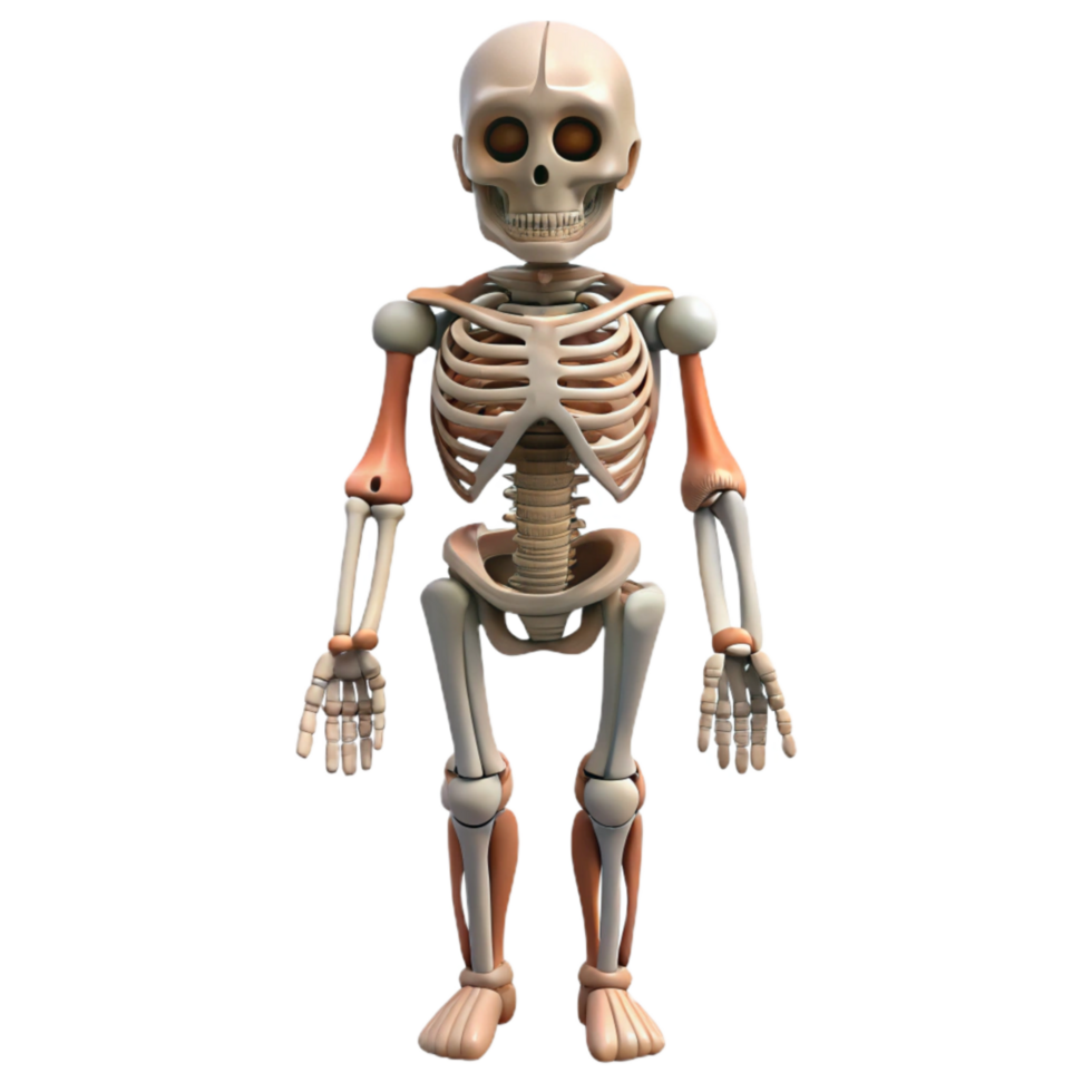 dramatic traditional Biorobotic Skeleton Full Body Front View Isolated original png