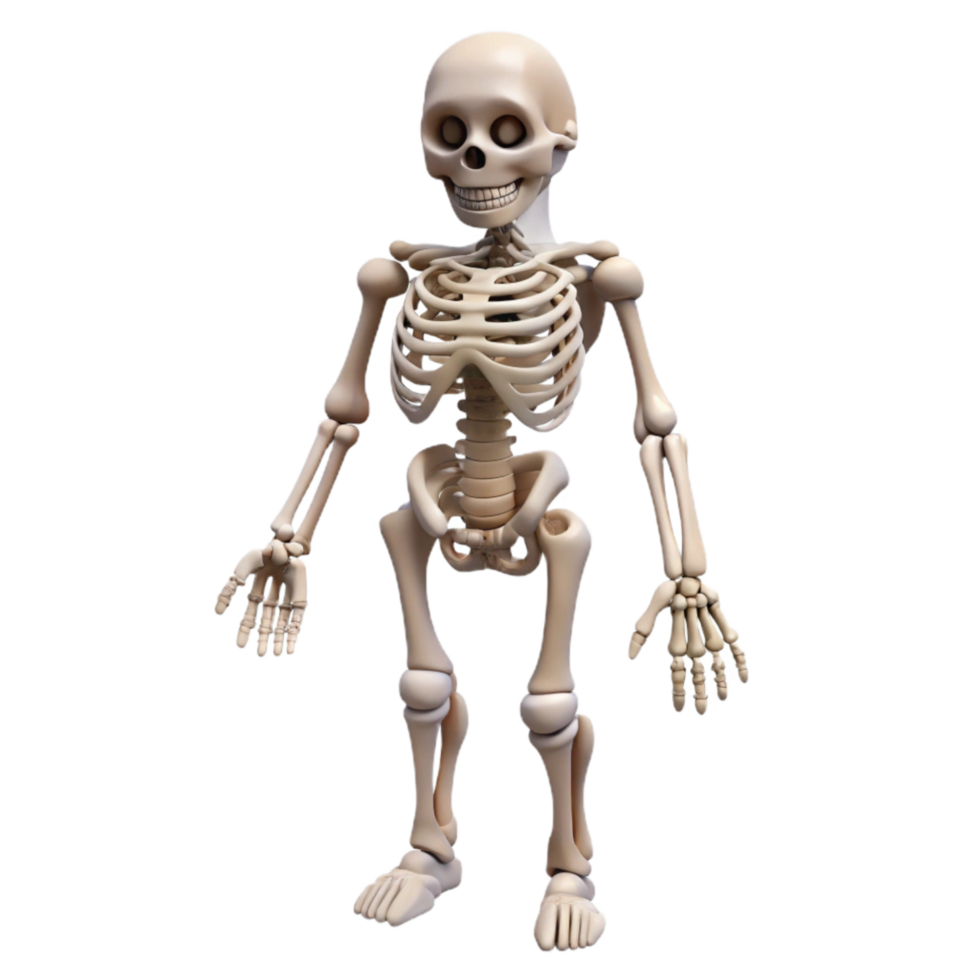 impressive artistic Biorobotic Skeleton Full Body Front View Isolated 4K png