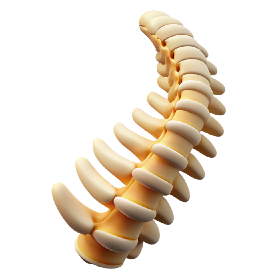 serene vintage Biorobotic Spine Curved Posture Isolated premium png