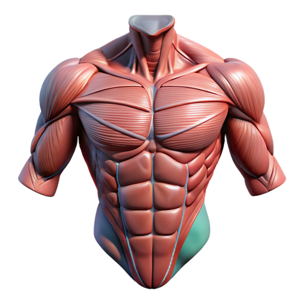 stunning minimalist Biorobotic Torso Muscular Structure Isolated detailed png