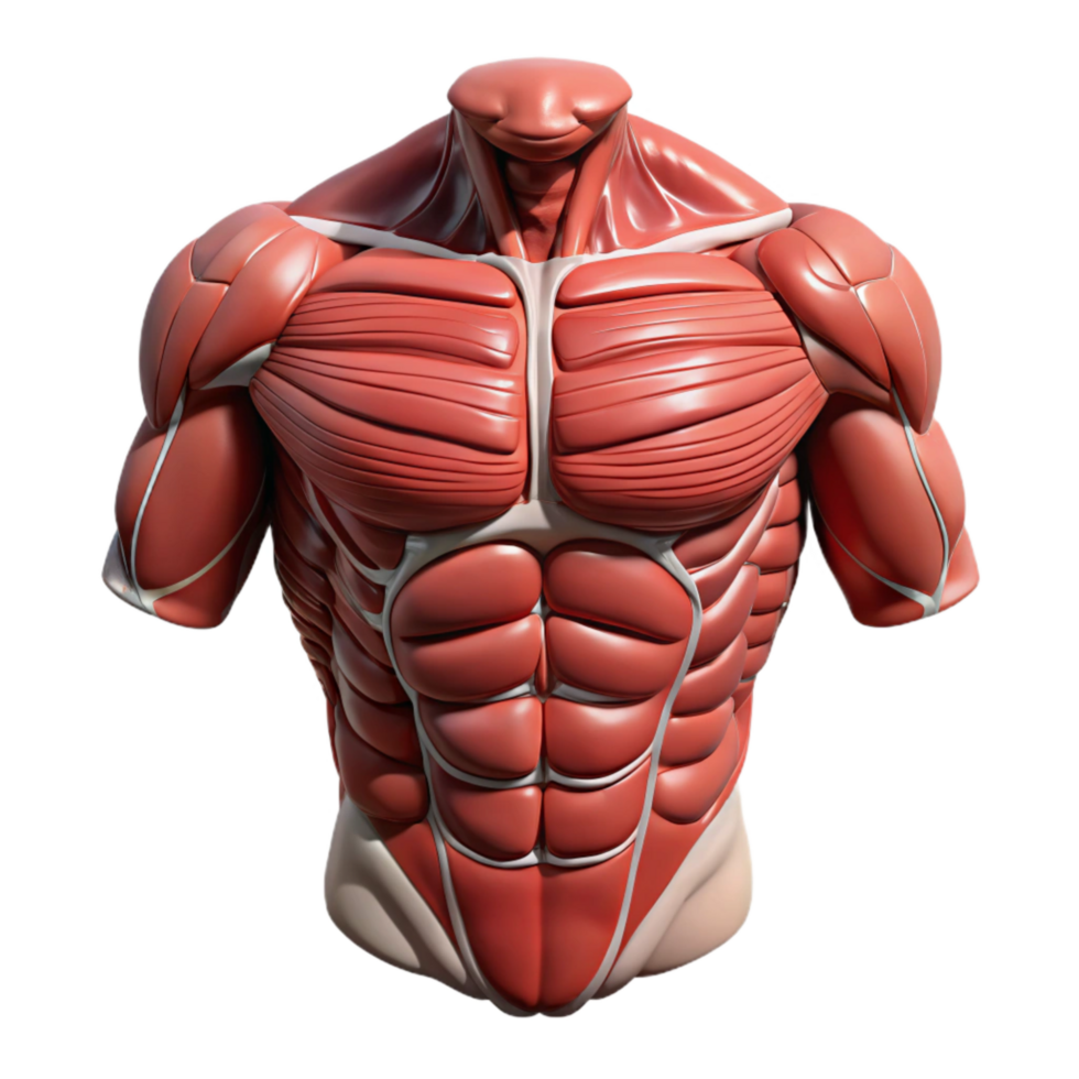 serene vintage Biorobotic Torso Muscular Structure Isolated original png
