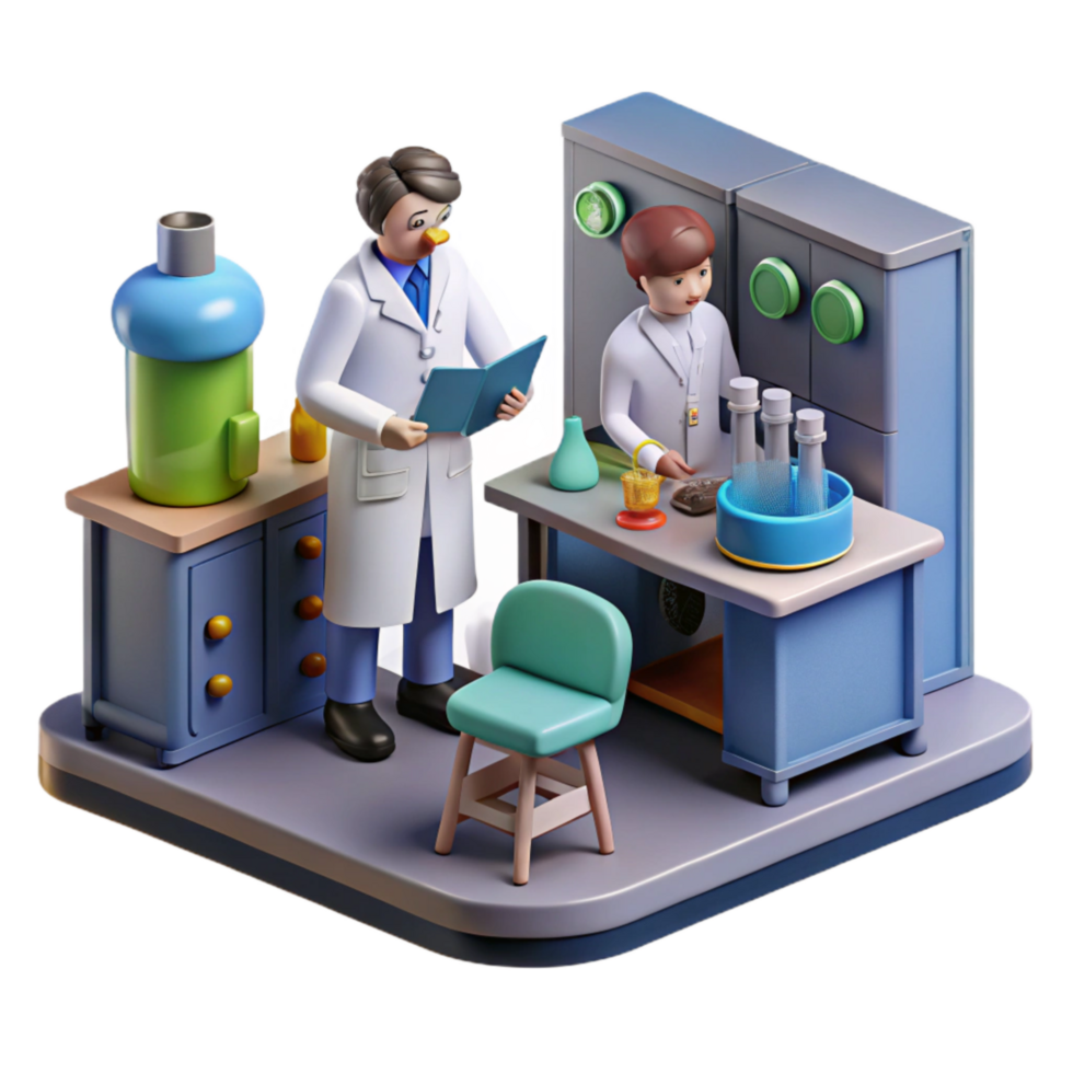 serene modern Biotechnology Research Laboratory Scene Cutout original png