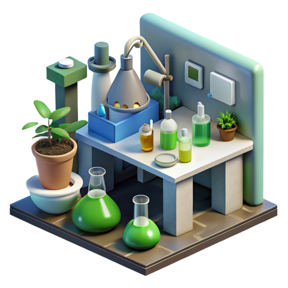 dramatic minimalist Biotechnology Research Lab Scene Cutout professional png