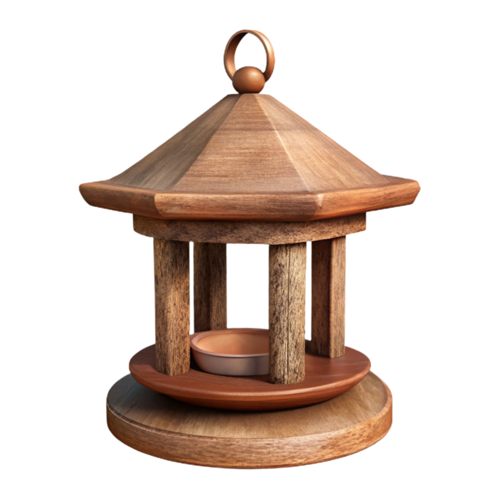 serene minimalist Bird Feeder Wooden Hanging Isolated Cutout professional png