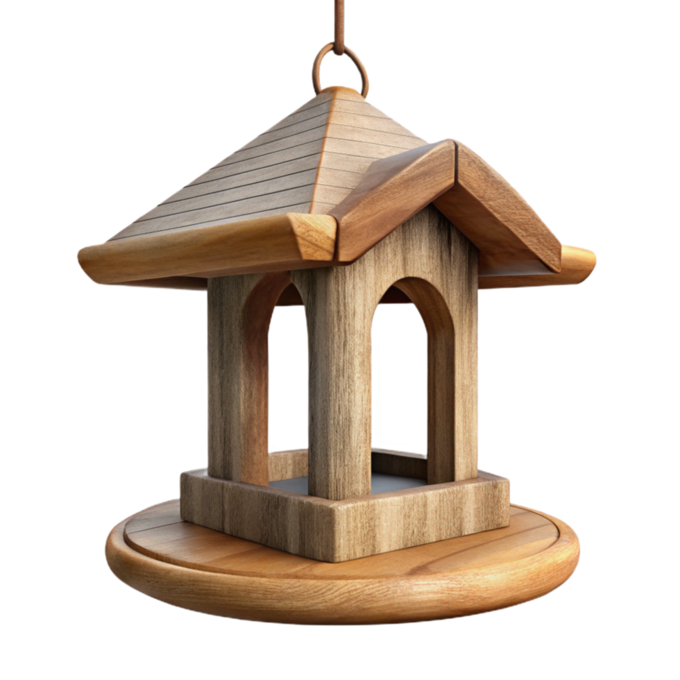 wonderful rustic Bird Feeder Wooden Hanging Isolated Cutout exclusive png
