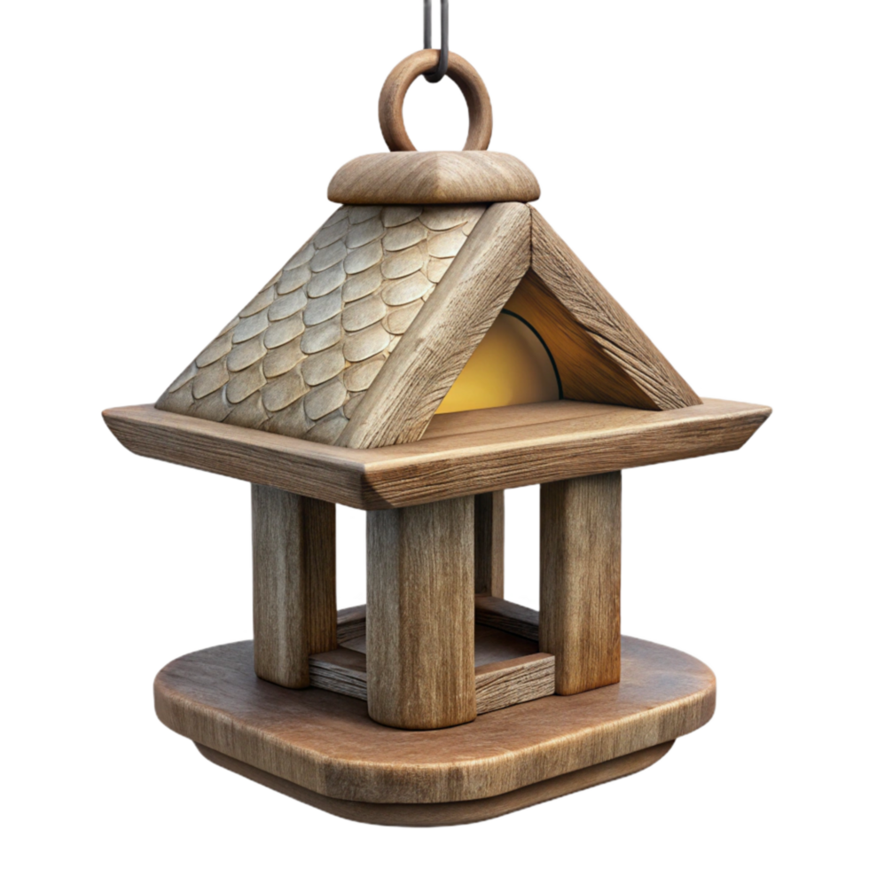 wonderful artistic Bird Feeder Wooden Hanging Isolated Cutout genuine png