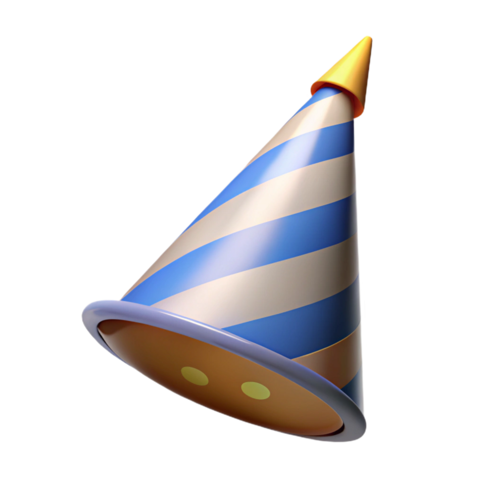 serene creative Birthday Party Hat Cutout with Cone Shape Transparent Background authentic png