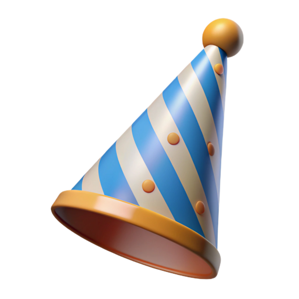 beautiful modern Birthday Party Hat Cutout with Cone Shape Transparent Background professional png