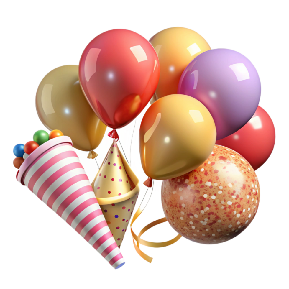 magnificent traditional Birthday Party Streamers and Balloons Transparent Background genuine png