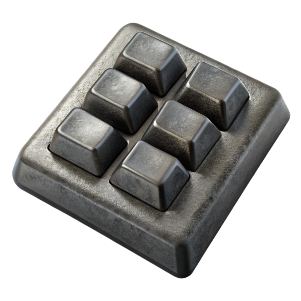 elegant classic Black 3d Printed Keyboard Key Isolated detailed png