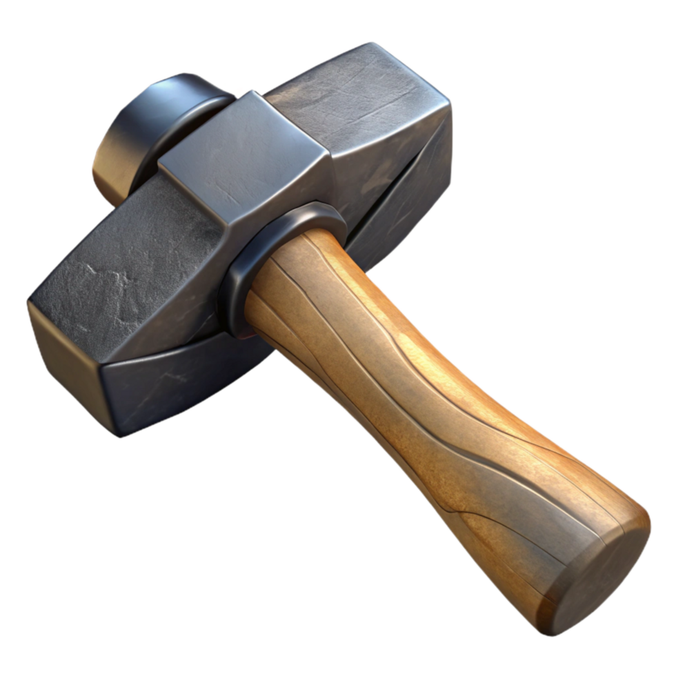 extraordinary minimalist Blacksmith Hammer Angled View Cutout 4K png
