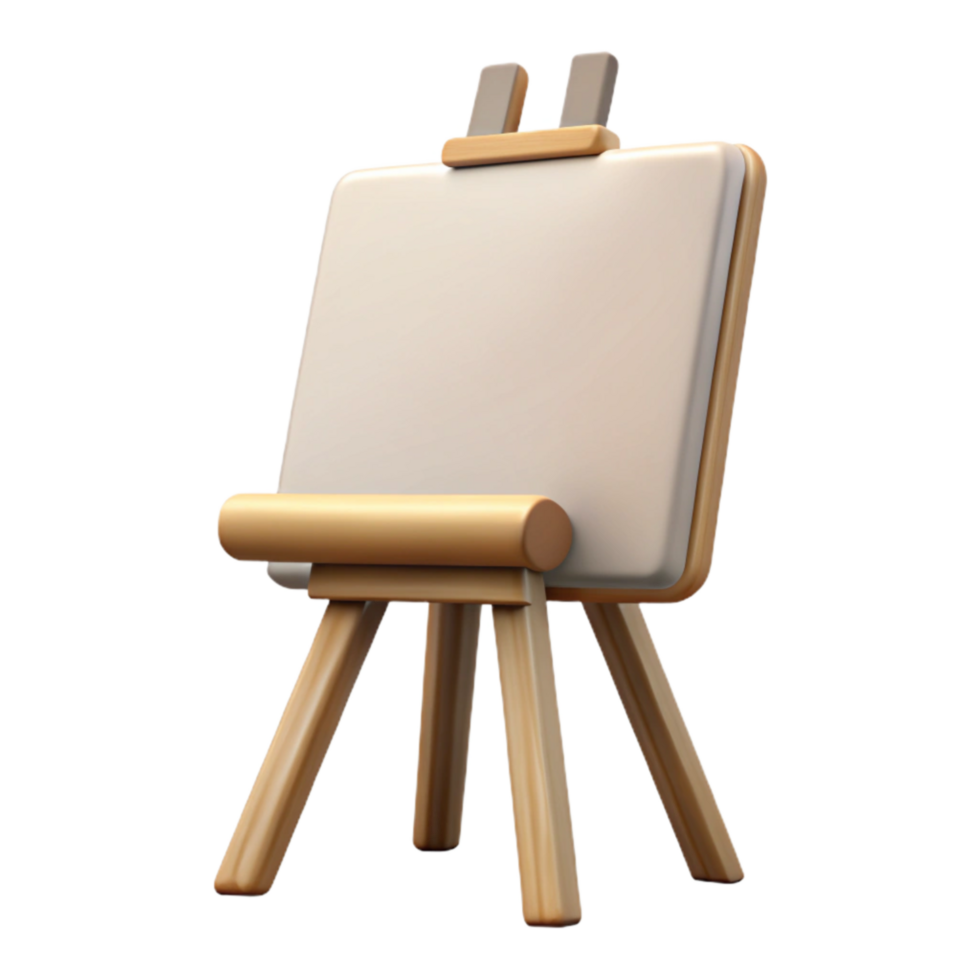 impressive vintage Blank Canvas on Easel Isolated authentic png