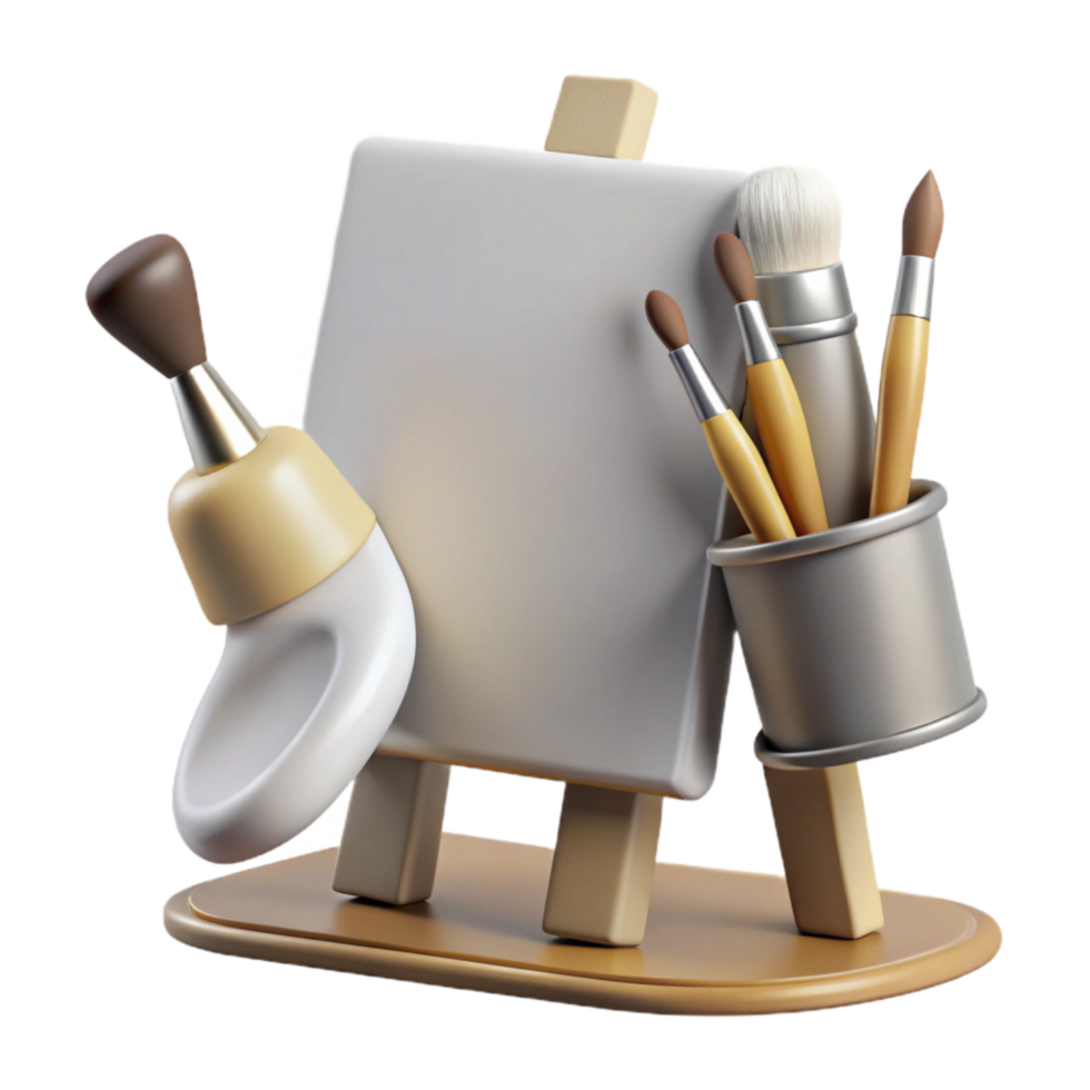 vibrant contemporary Blank Canvas and Paint Brushes Cutout high resolution png