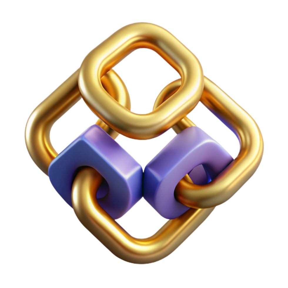 extraordinary creative Blockchain Technology Chain Cutout with Gold Links authentic png