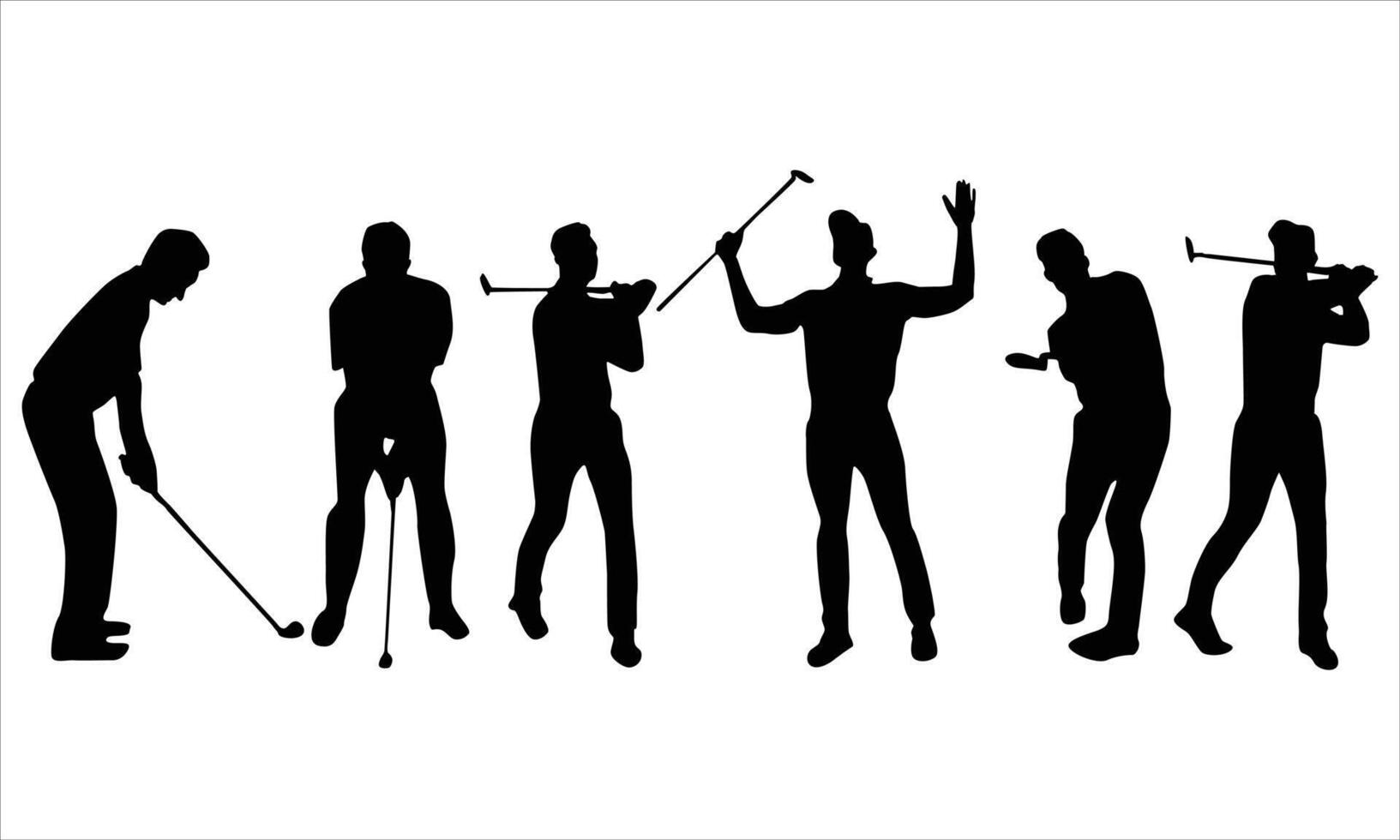 Man Playing Golf Silhouettes vector