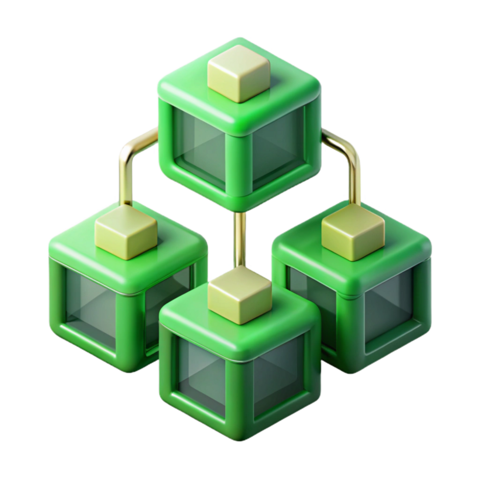 extraordinary traditional Blockchain Technology Graphic with Green Blocks Transparent Background 4K png