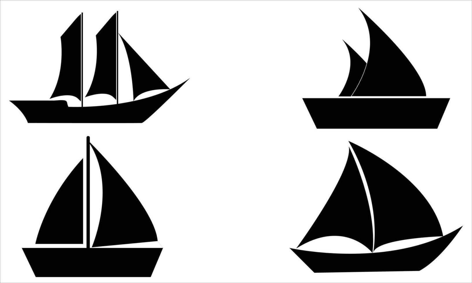 sailboats silhouettes icons vector
