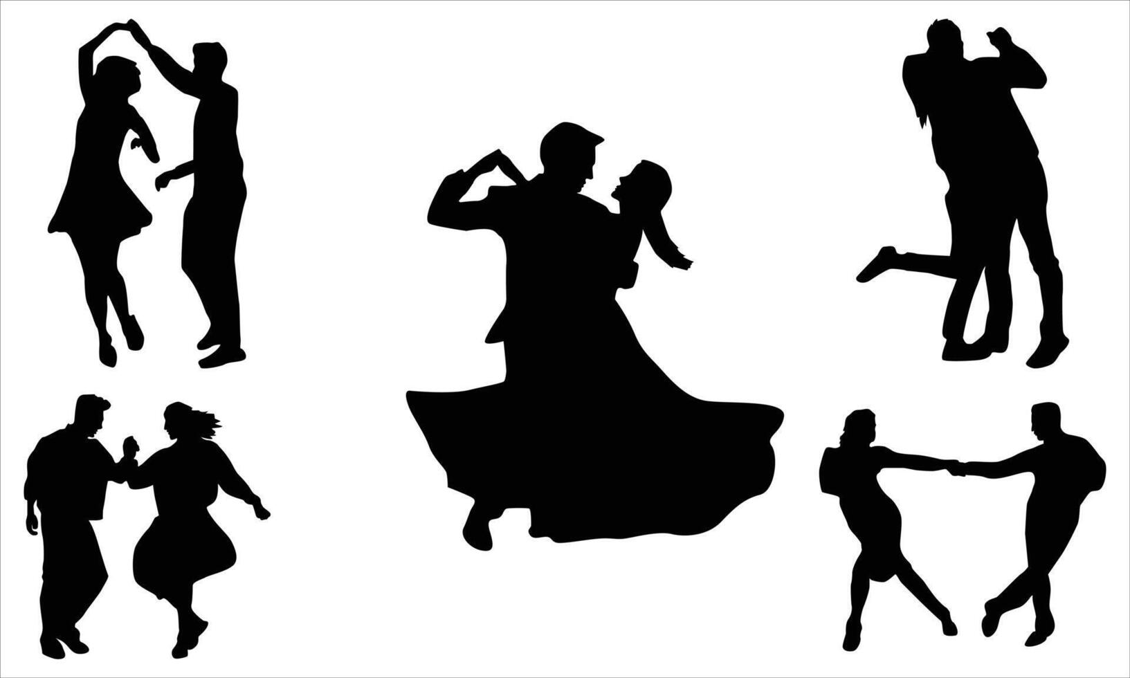 Dancing people silhouettes set vector