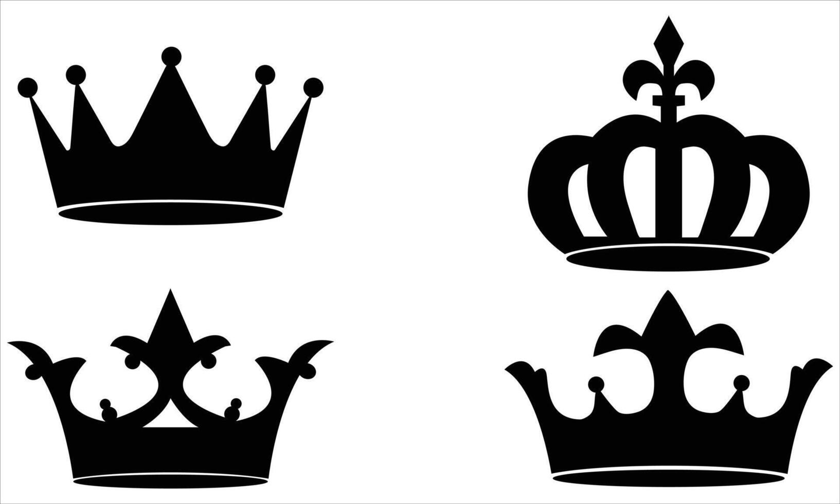 Set of black crown icons. Black crown symbol collection vector