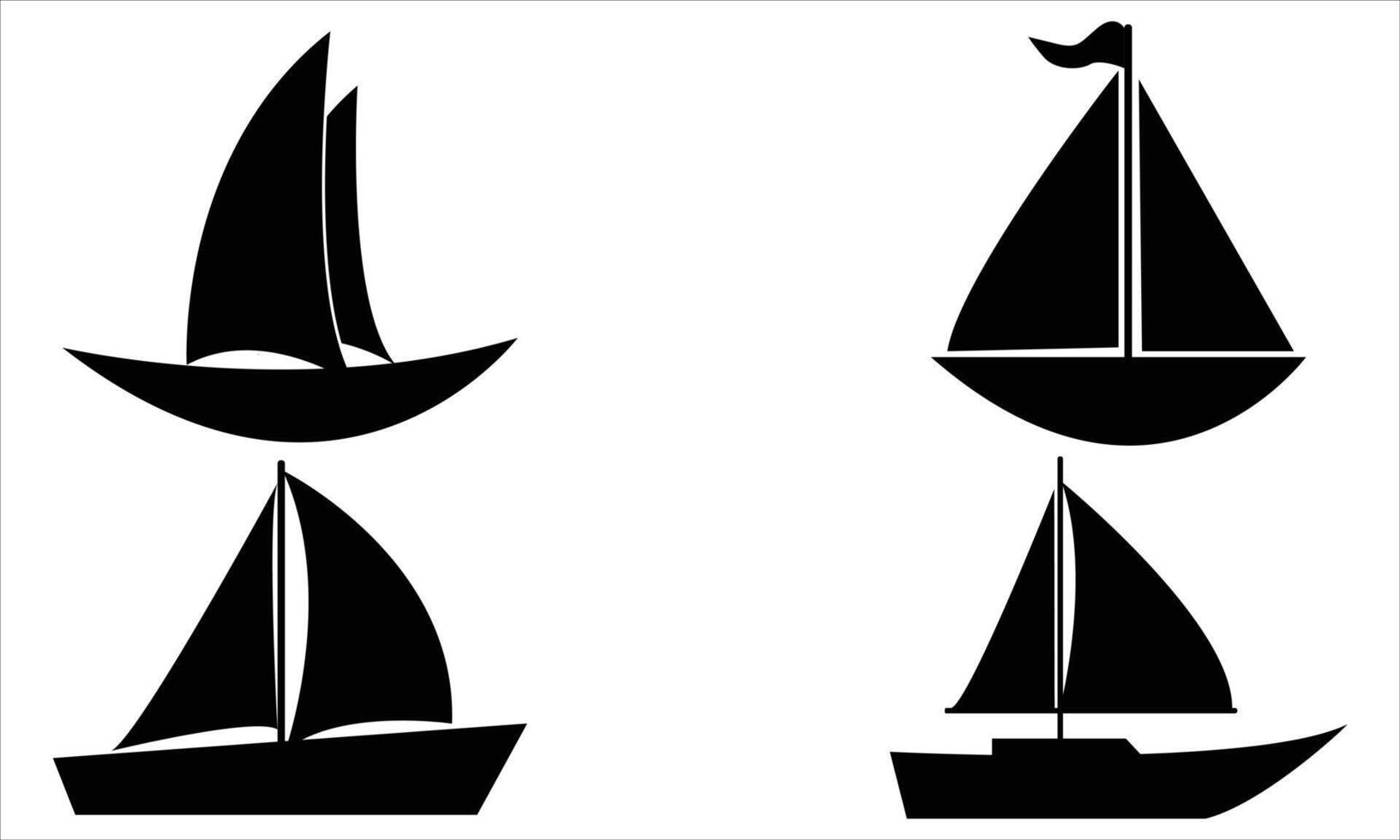 Set of sailboats silhouettes icons vector