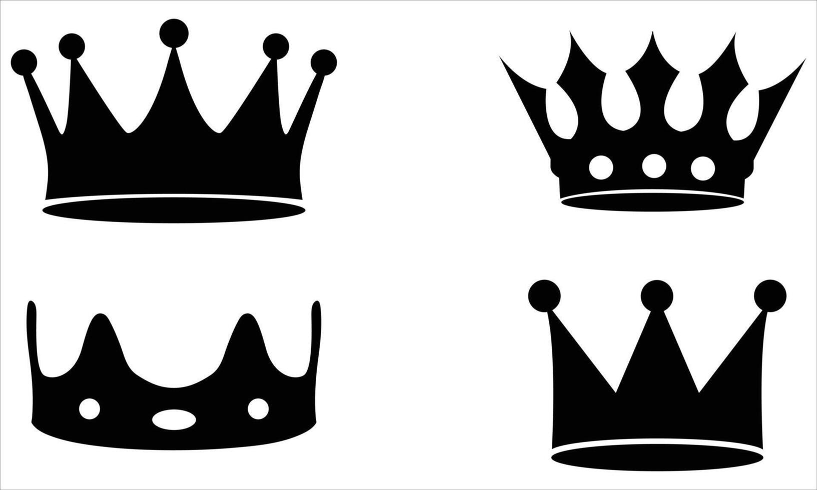 Set of black crown icons vector