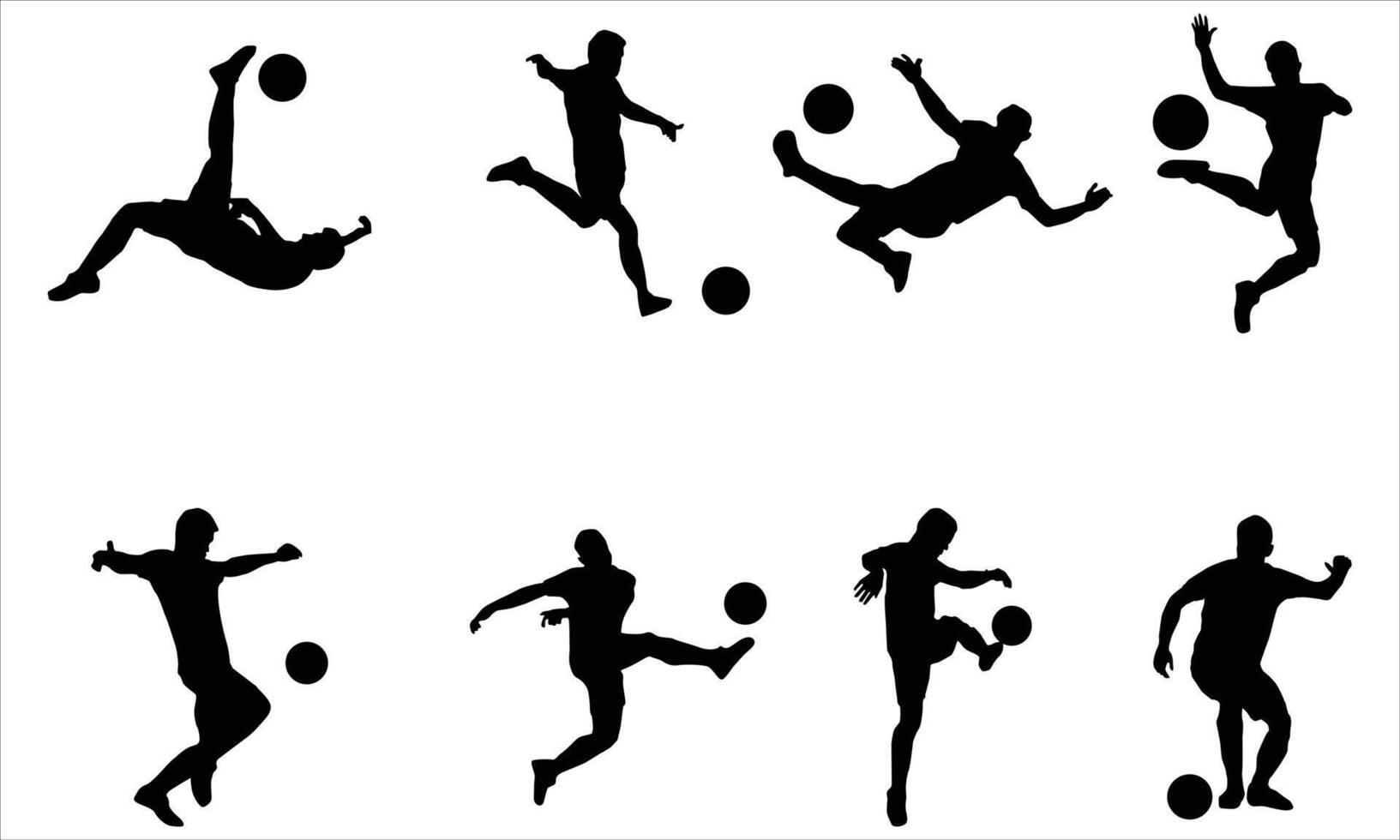 Set of soccer players silhouettes vector