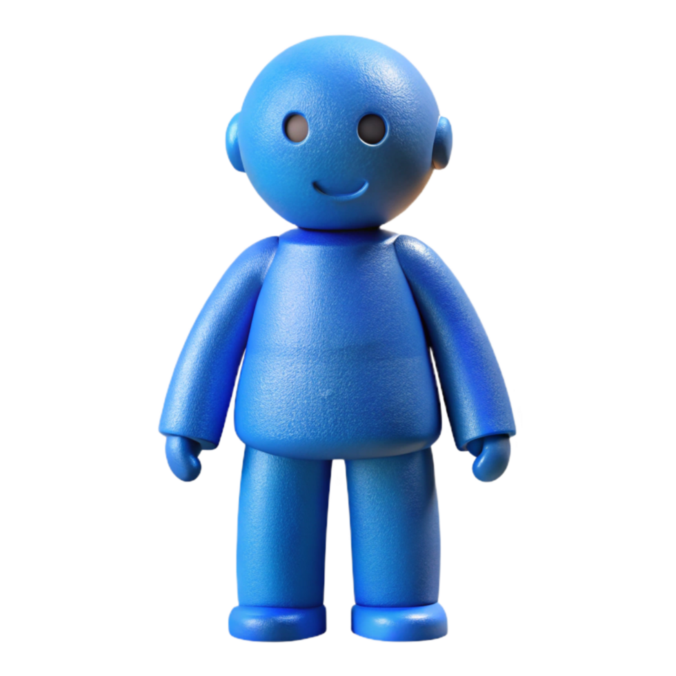 serene abstract Blue 3d Printed Figurine Front View Isolated authentic png