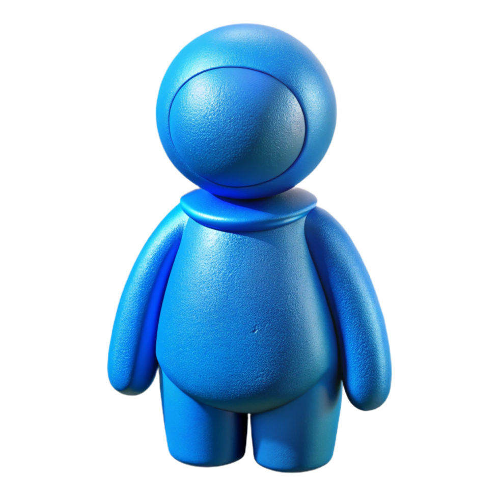 stunning rustic Blue 3d Printed Figurine Front View Isolated professional png