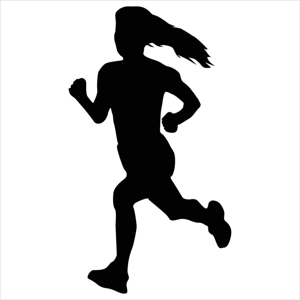 Silhouettes of athletic looking female runners running vector