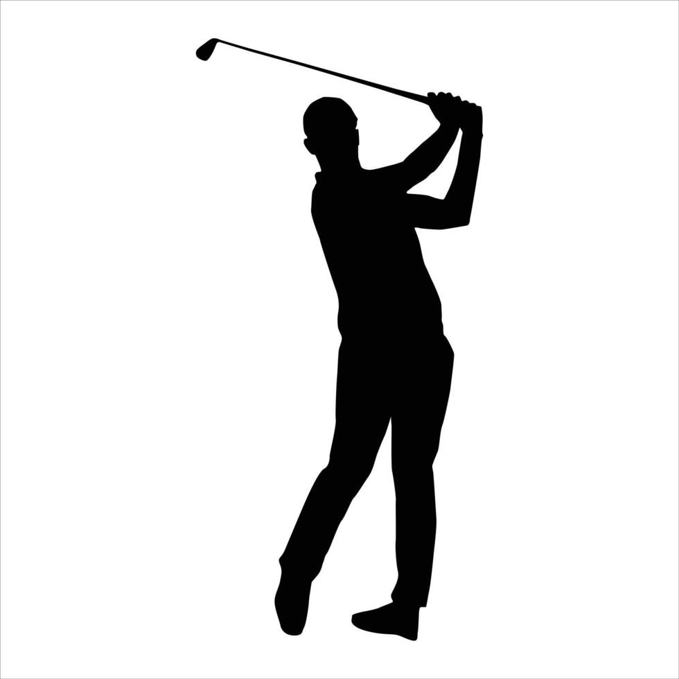 Man Playing Golf Silhouette icon vector
