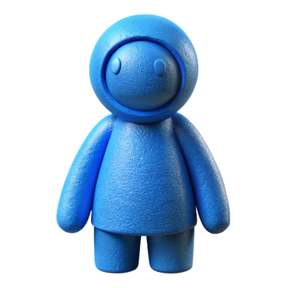 extraordinary traditional Blue 3d Printed Figurine Front View Isolated high quality png