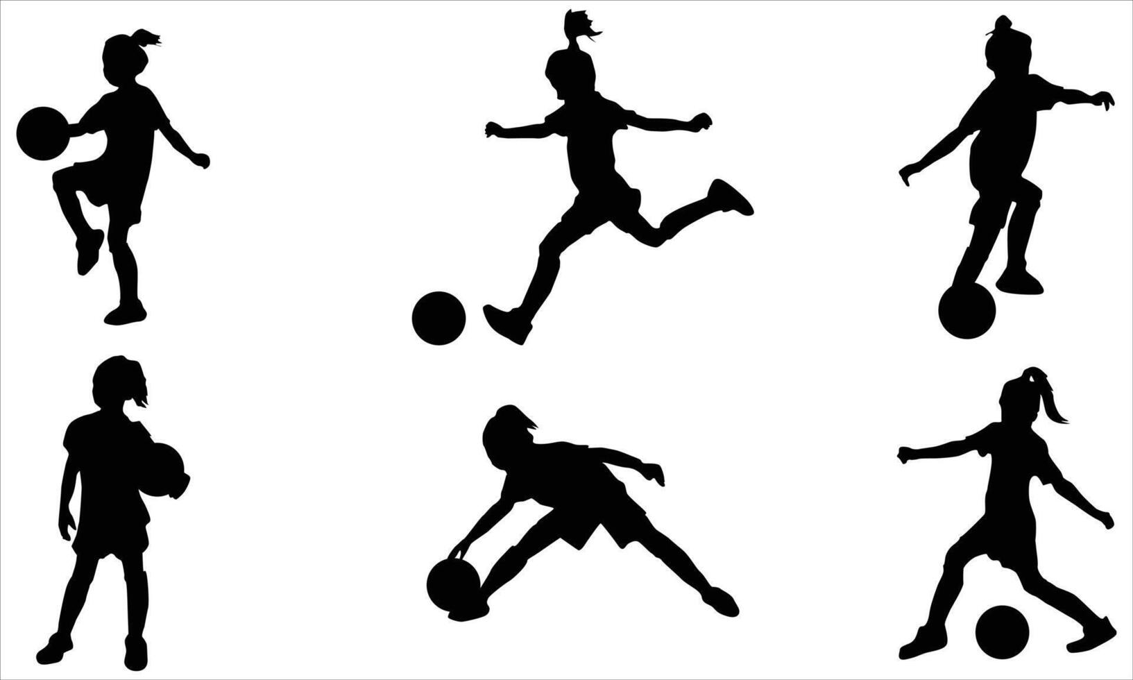 Female basketball players silhouettes.girl playing basketball vector