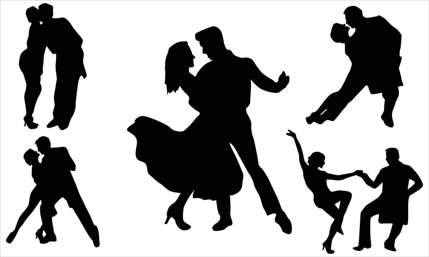 Dancing couple silhouettes set vector