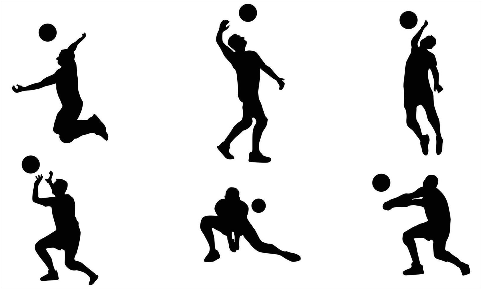 Volleyball player silhouettes vector