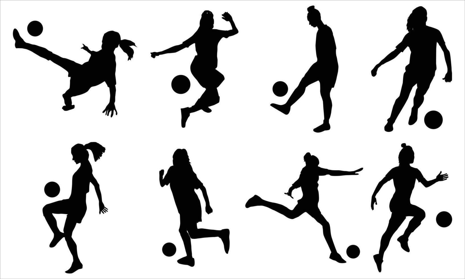 Female soccer player Silhouettes bundle vector