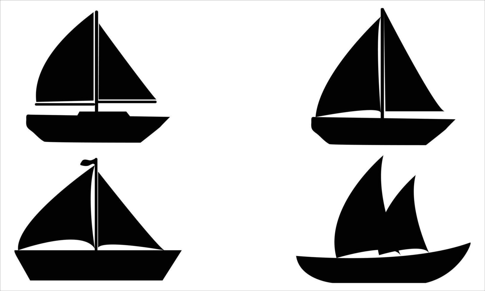 Sailboat silhouettes set isolated on white background vector