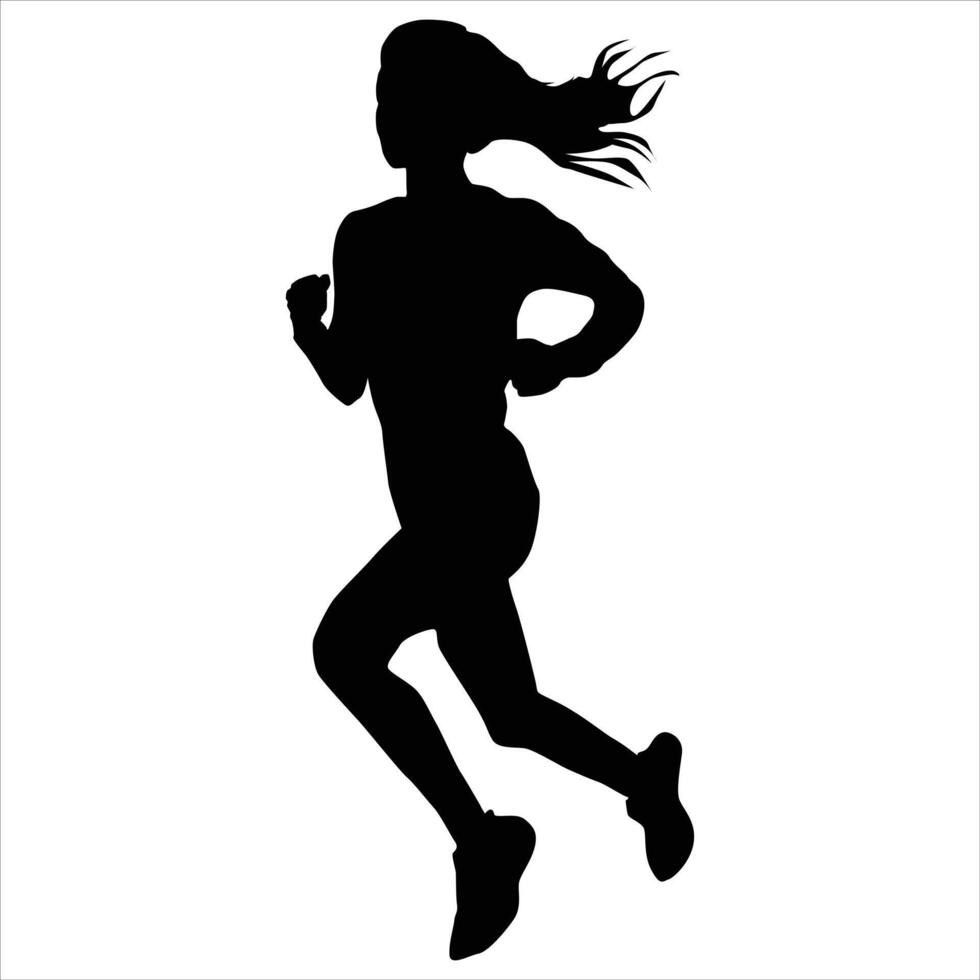 Silhouette of a running woman illustration vector