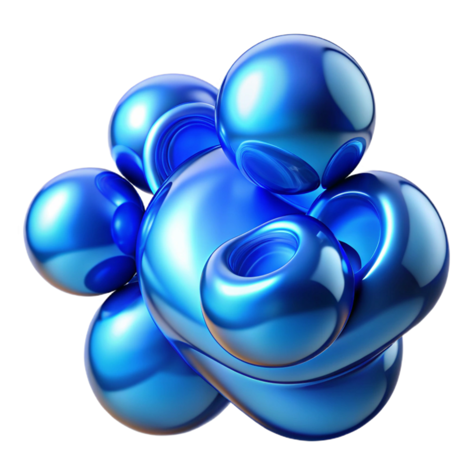 vibrant artistic Blue Abstract Shapes Reflecting Human Bonds Transparent Background authentic png