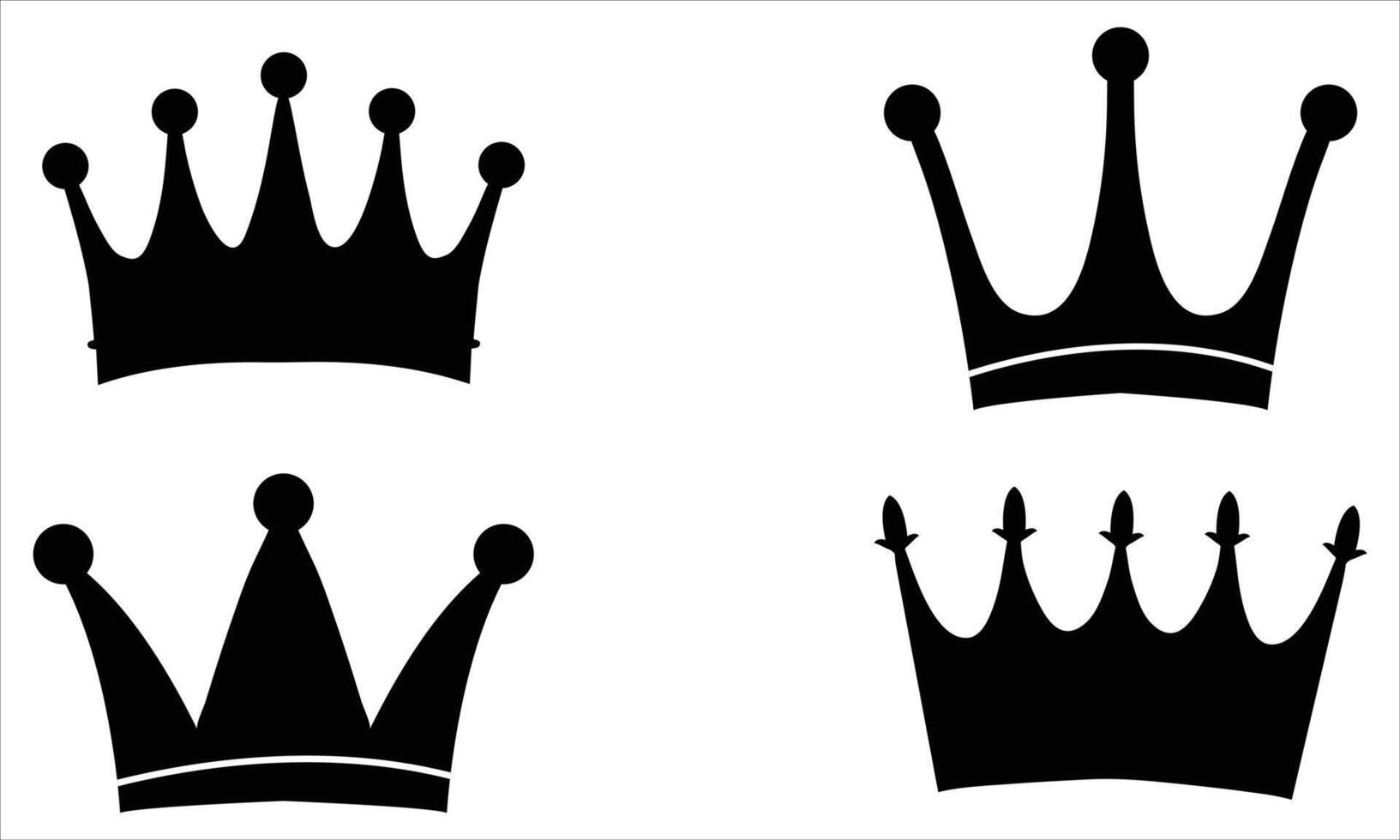 Kings crown icon set silhouettes set vector