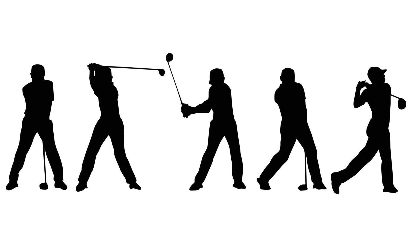 Golf player silhouettes, Golf player playing silhouette vector