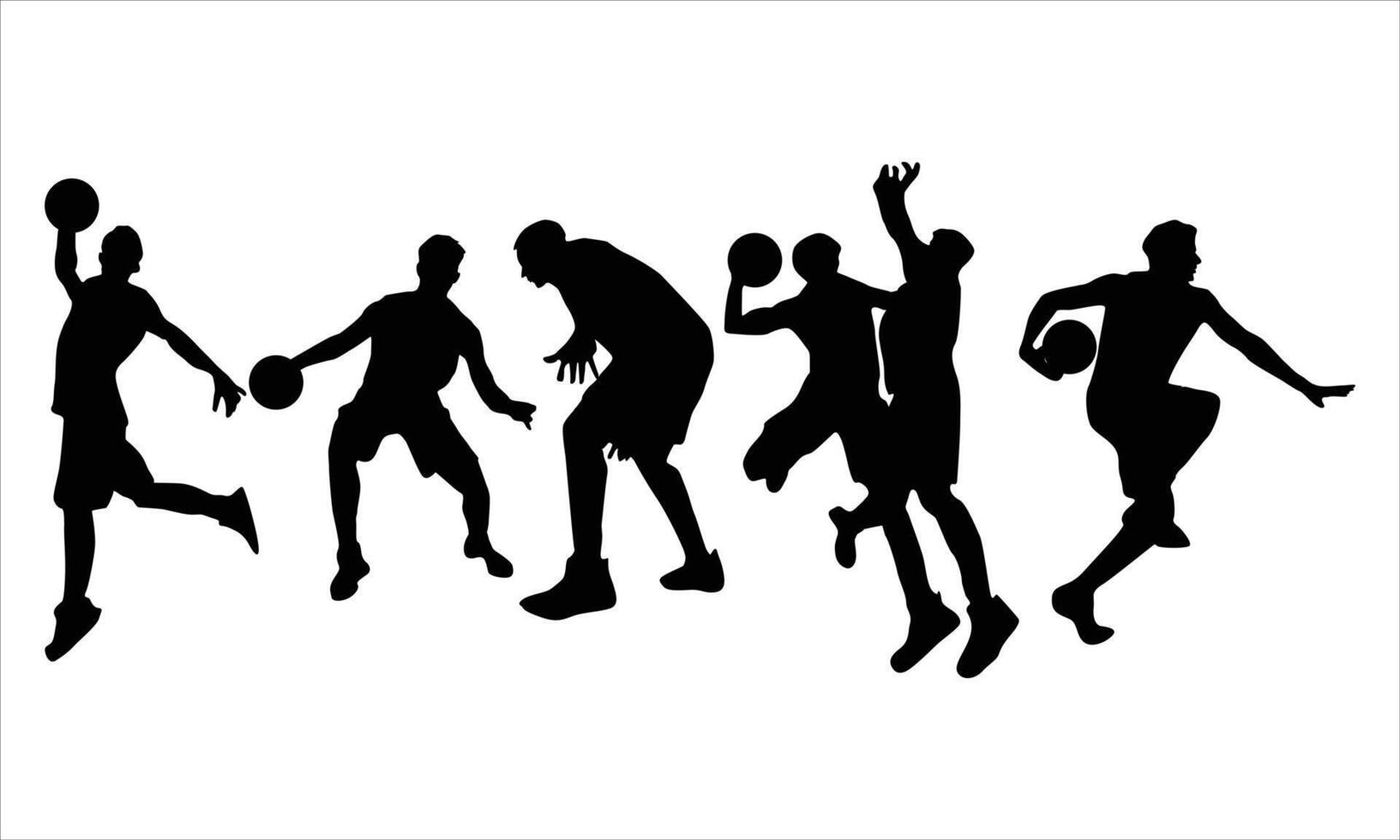 Basketball player silhouettes vector