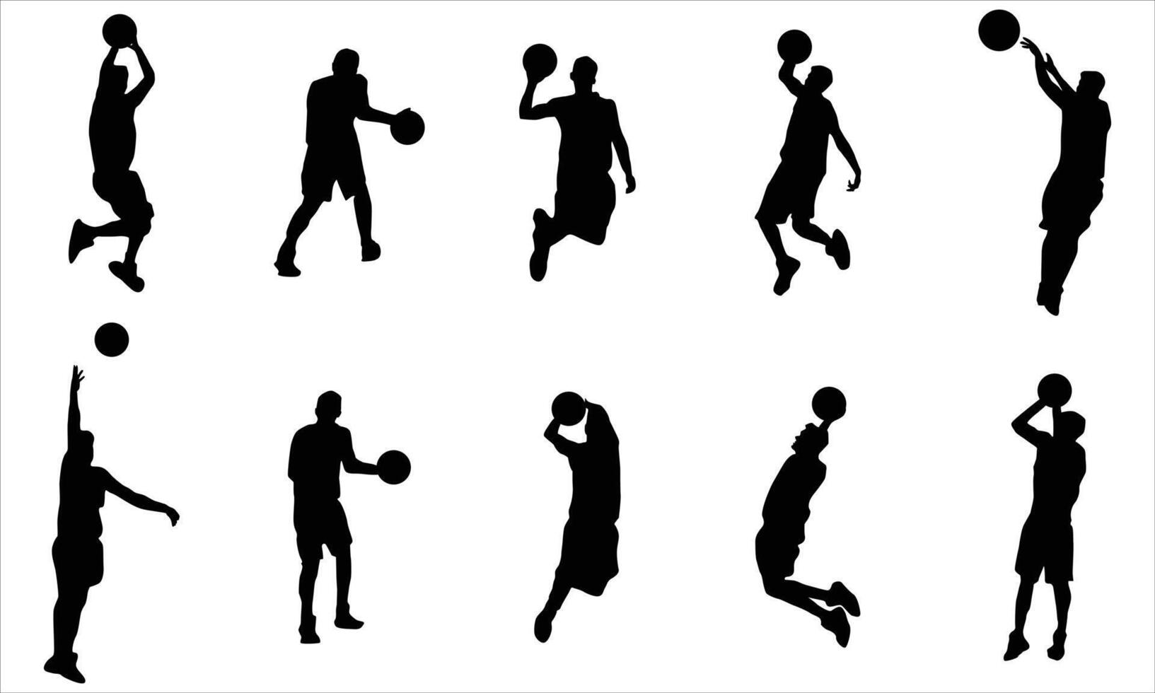 Silhouettes of basketball player on white background vector
